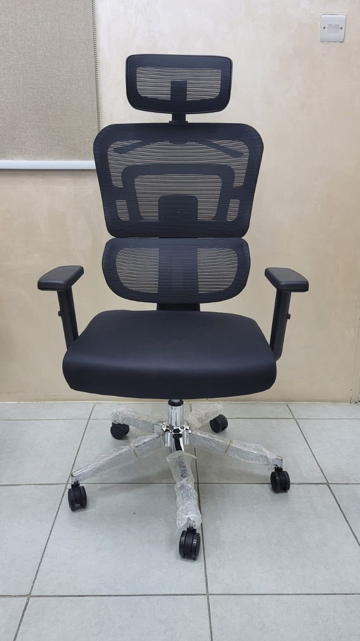 Office chair with head rest extra back support handle adjustments revolving & moving